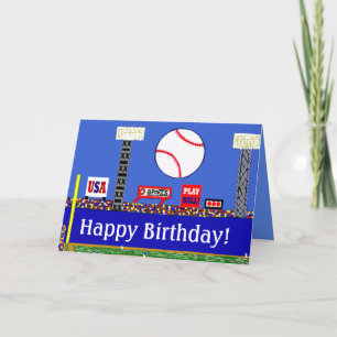 Fun New Baseball Happy Birthday Card or Invitation