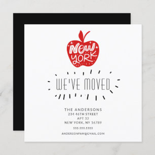 Fun New York Red Apple Moving Announcement Card