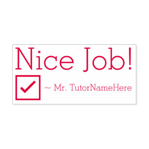 Fun "Nice Job!" Educator Feedback Rubber Stamp