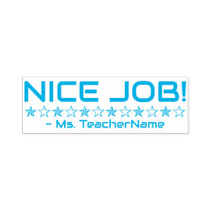 Fun "NICE JOB!" Teacher Rubber Stamp