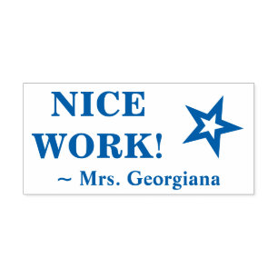 Fun "NICE WORK!" Educator Rubber Stamp