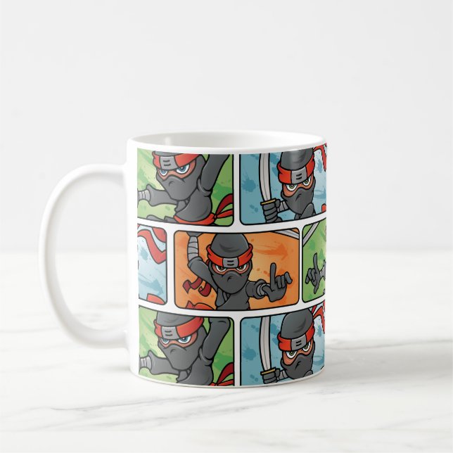 Fun Ninja Design Coffee Mug (Left)