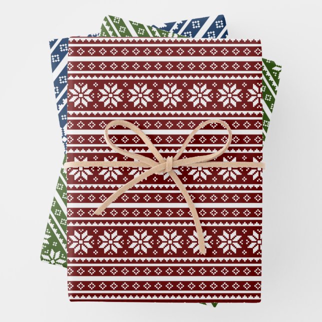 Fun nordic pattern Christmas Wrapping Paper Sheets (In situ)