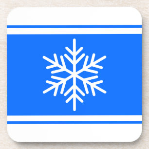 Fun Nordic Snowflake Alpine Blue White Stripes Coaster