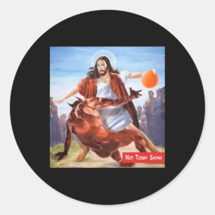 Fun Not Today Satan Jesus Crossover Basketball Classic Round Sticker