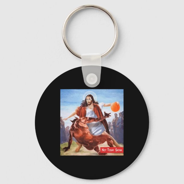 Fun Not Today Satan Jesus Crossover Bysketbyll  Key Ring (Front)