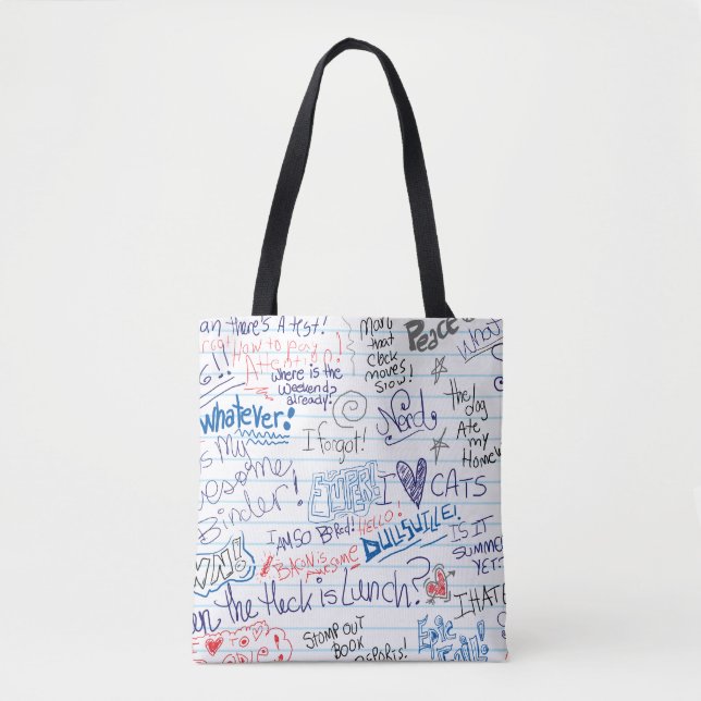 Fun Notebook School Boredom Doodle Art Tote Bag (Front)