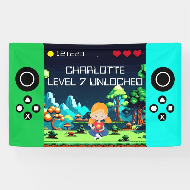 Fun Novelty Computer Game Birthday Party Banner (Horizontal)