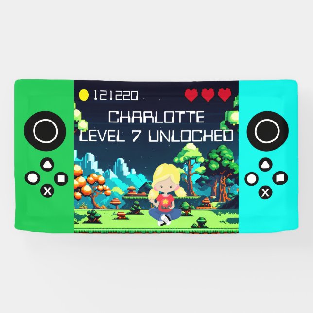 Fun Novelty Computer Game Birthday Party Banner (Horizontal)