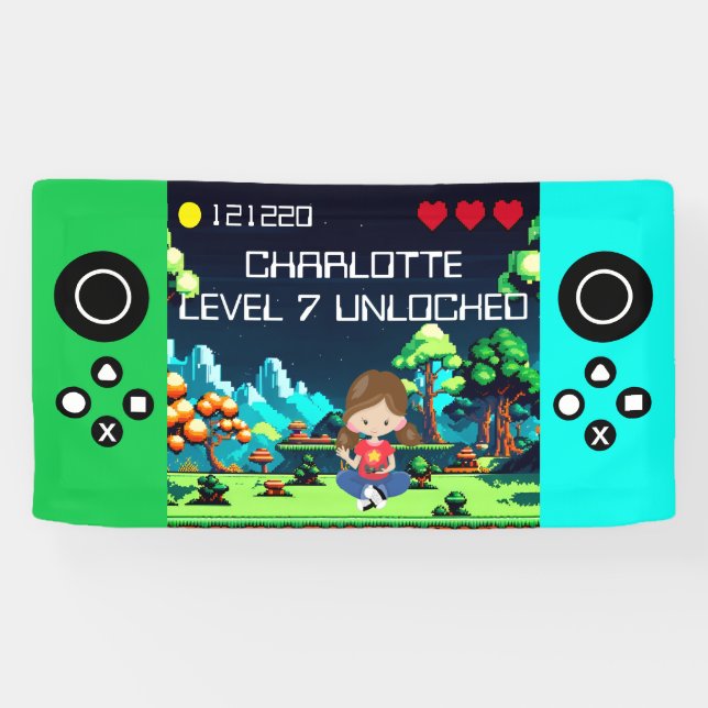 Fun Novelty Computer Game Birthday Party Banner (Horizontal)