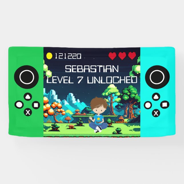 Fun Novelty Computer Game Birthday Party Banner (Horizontal)