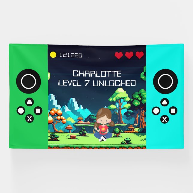 Fun Novelty Computer Game Birthday Party Banner (Horizontal)