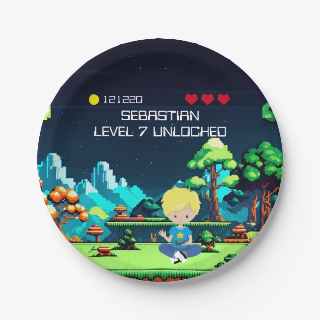 Fun Novelty Computer Game Birthday Party Paper Plate (Front)