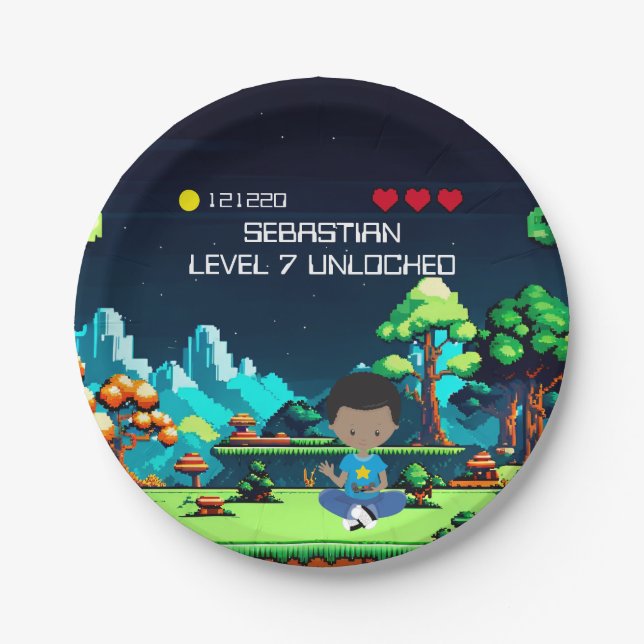 Fun Novelty Computer Game Birthday Party Paper Plate (Front)