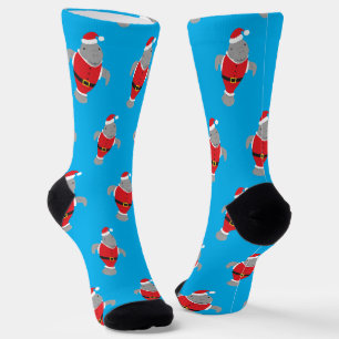 Fun Novelty Santa Manatee Animal Socks