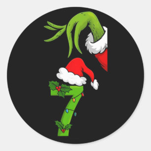 Fun Number 7 Christmas 67 Six Seven Meme Xmas Men  Classic Round Sticker