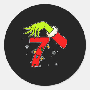 Fun Number 7 Christmas 67 Six Seven Meme Xmas Men Classic Round Sticker