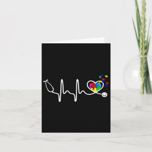 Fun Nurse Autism Puzzle Stethoscope Heart 1 Card