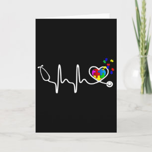 Fun Nurse Autism Puzzle Stethoscope Heart 1 Card