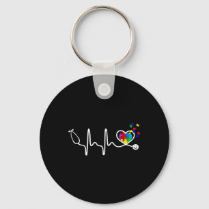 Fun Nurse Autism Puzzle Stethoscope Heart 1  Key Ring