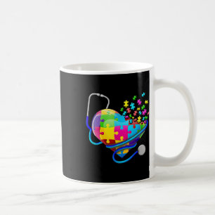 Fun Nurse Autism Puzzle Stethoscope Heart Coffee Mug