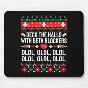 Fun Nurse Christmas Ugly Xmas Gift Tee Women Mouse Pad