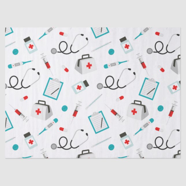 fun Nurse equipment pattern party tissue paper (Front)