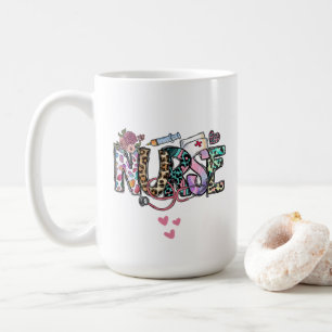Fun Nurse Life Retro Typography 15 oz Mug 
