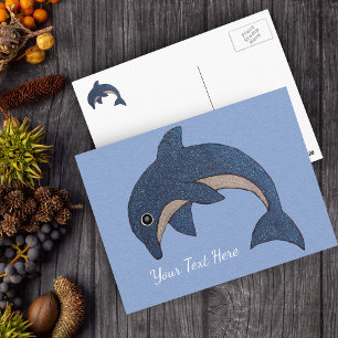 Fun Ocean Blue White Sparkle Like Jumping Dolphin Postcard