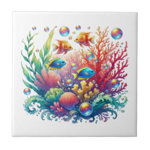 Fun ocean fish beach lovers ceramic tile