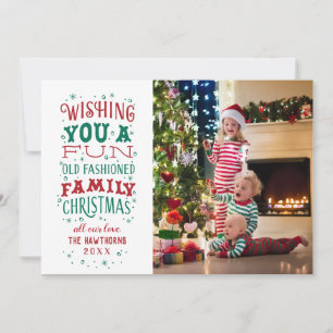 Fun Old Fashioned Family Christmas Photo Card