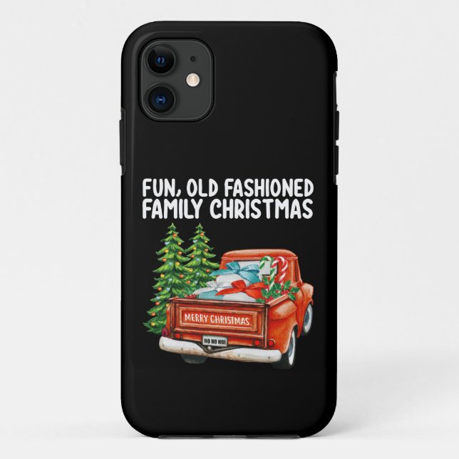Fun Old Fashioned Family Christmas Truck Tree Case-Mate iPhone Case (Back)