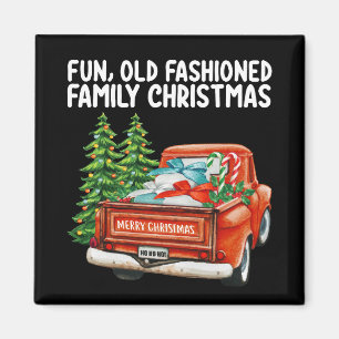 Fun Old Fashioned Family Christmas Truck Tree Magnet