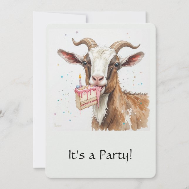 Fun "Old Goat" Over the Hill Birthday Invite (Front)