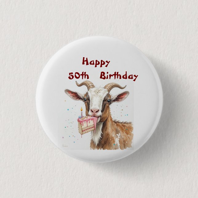  Fun Old Goat Over the Hill Custom Age Birthday 3 Cm Round Badge (Front)