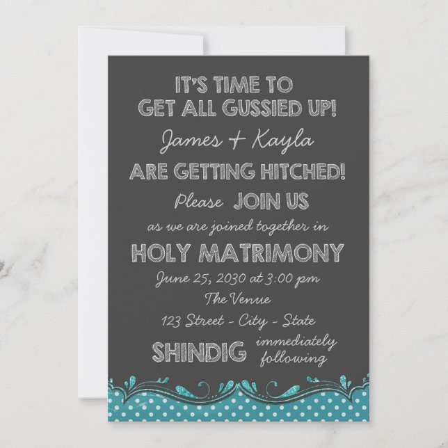 Fun Old School Chalkboard Country Wedding Invitation (Front)
