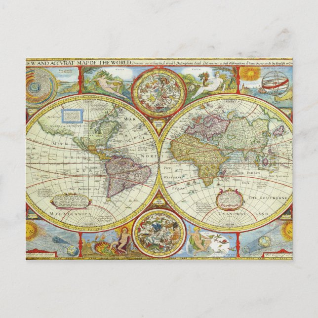 Fun old vintage map style postcard (Front)