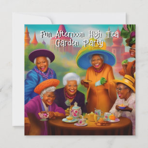 Fun older Ladies High Tea Garden Party ethnic  Invitation