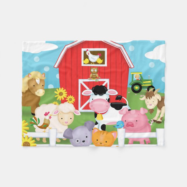 Fun on the Farm Flannel Blanket (Front (Horizontal))