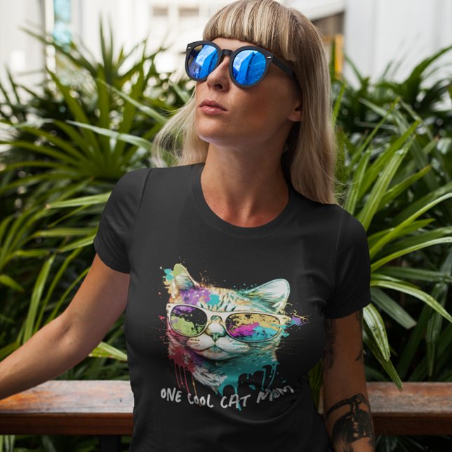 Fun One Cool Cat Mum with Colourful Sunglasses T-Shirt (Creator Uploaded)