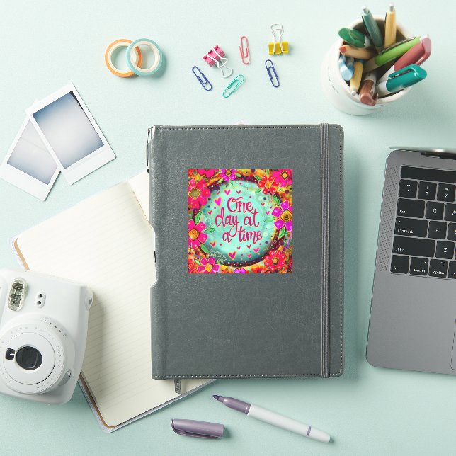 Fun One Day at a Time Floral  Inspirivity Sticker (iPad Cover)