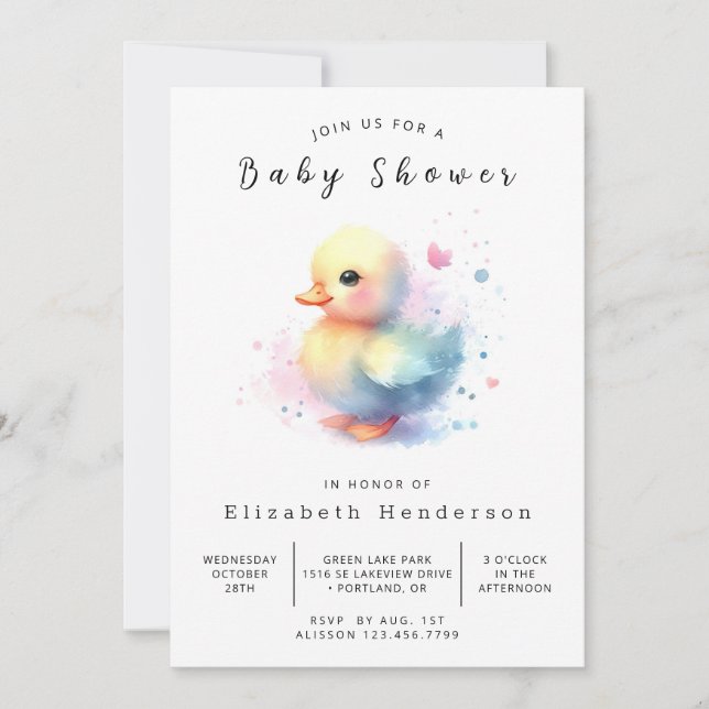 Fun Online Duck Baby Shower Invitation (Front)