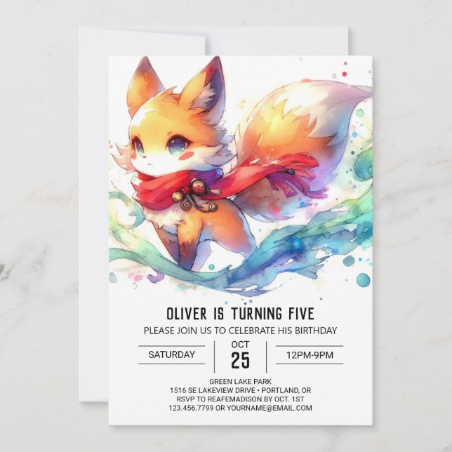  Fun Online Fox Birthday Invitation (Front)