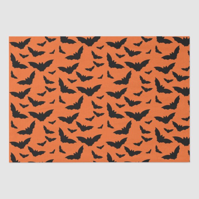 Fun Orange and Black Flying Bats Tissue Paper (Front)
