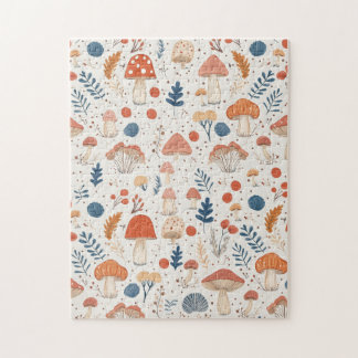 Fun Orange Autumn Mushroom Fairy Garden Puzzle