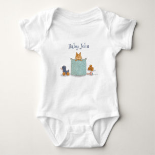 Fun Orange Baby Fox Illustration Baby Bodysuit