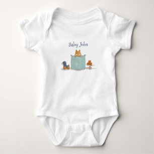 Fun Orange Baby Fox Illustration  Bodysuit