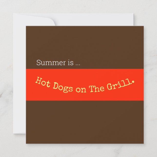 Fun Orange Brown Hot Dogs On The Grill Invitation (Front)