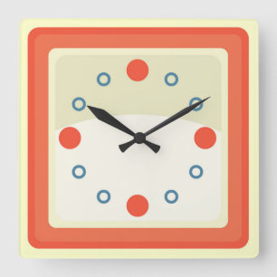Fun Orange Cartoon Style Square Wall Clock