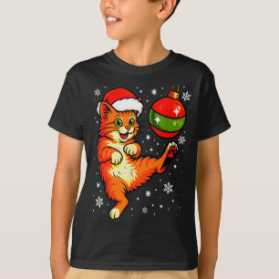 Fun Orange Cat Humor Christmas Ornament Football S T-Shirt